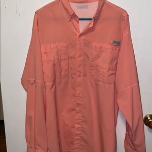 Columbia coral pink PFG long sleeve fishing shirt